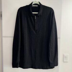 Zanetti Sport Italian QUARTER ZIP KNIT POLO, Size L